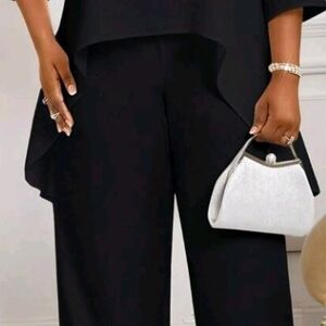 Chic Black Wide Leg Women's Pants